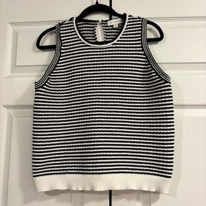 Free Assembly Black and White Striped Knit Top
